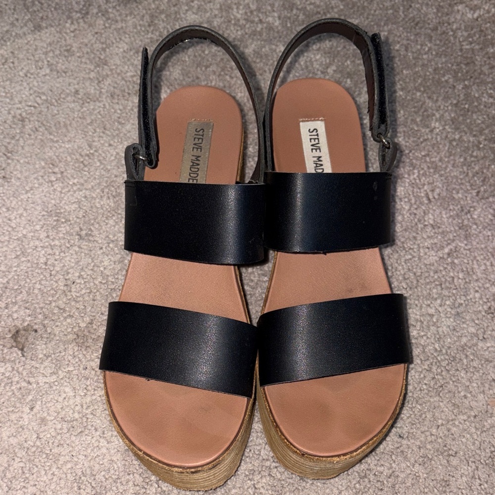 Steve Madden Black and Tan Women's Sandals